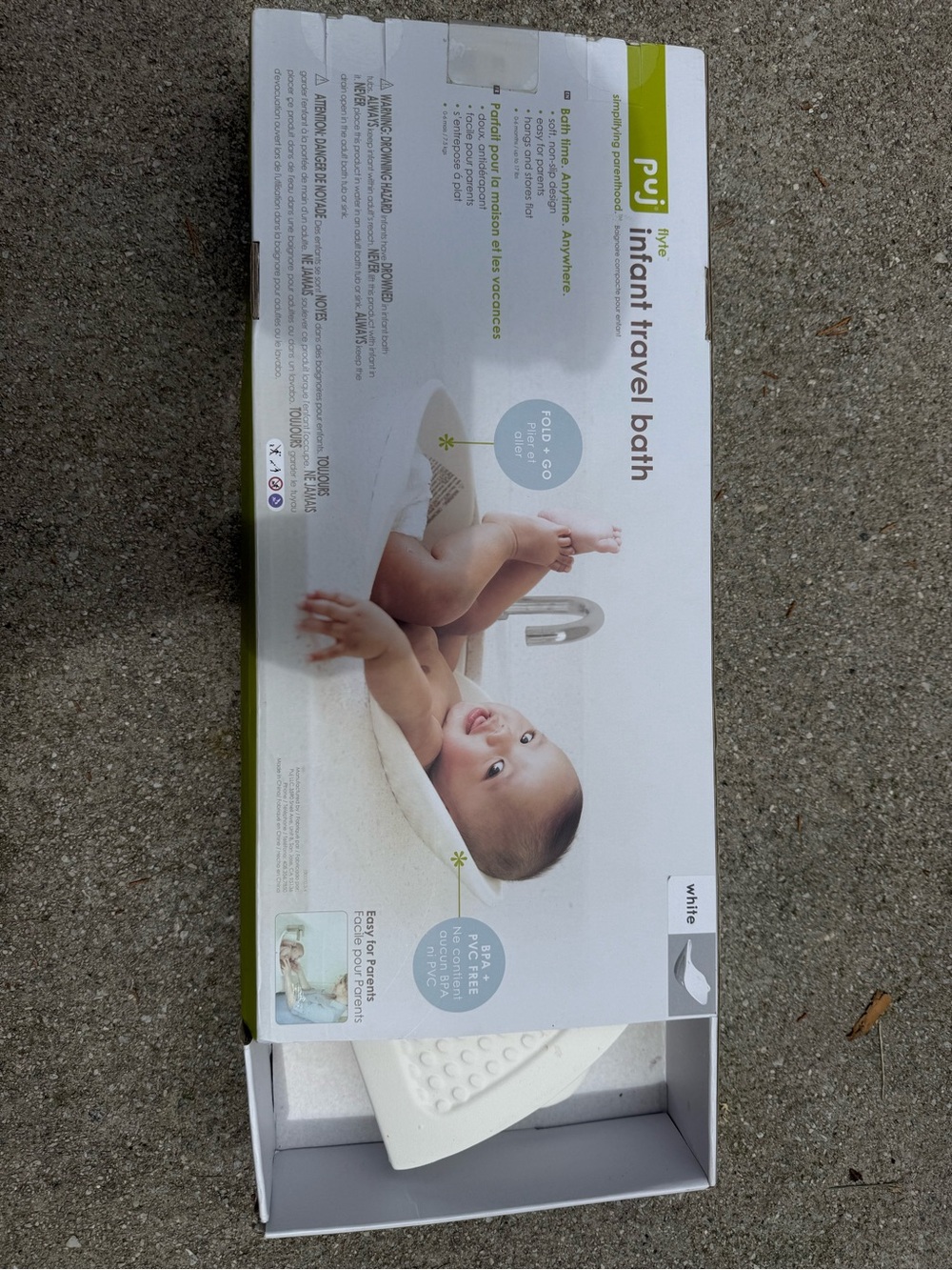Puj Infant Travel Bath - White Collapsible Baby Tub